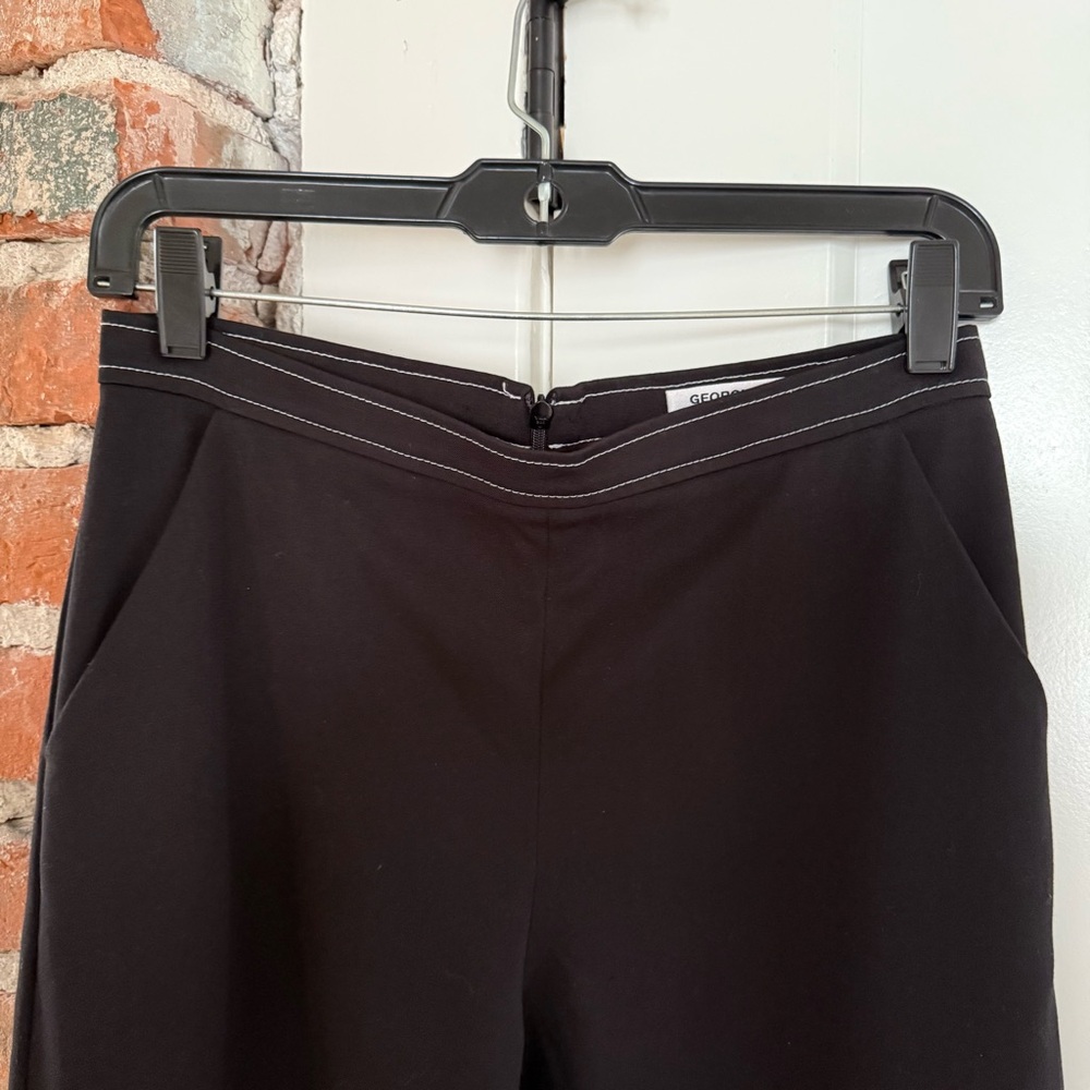 Georgia Alice Black Wide Leg Trousers with White Contrast Stitching Size 4 - Picture 4 of 15